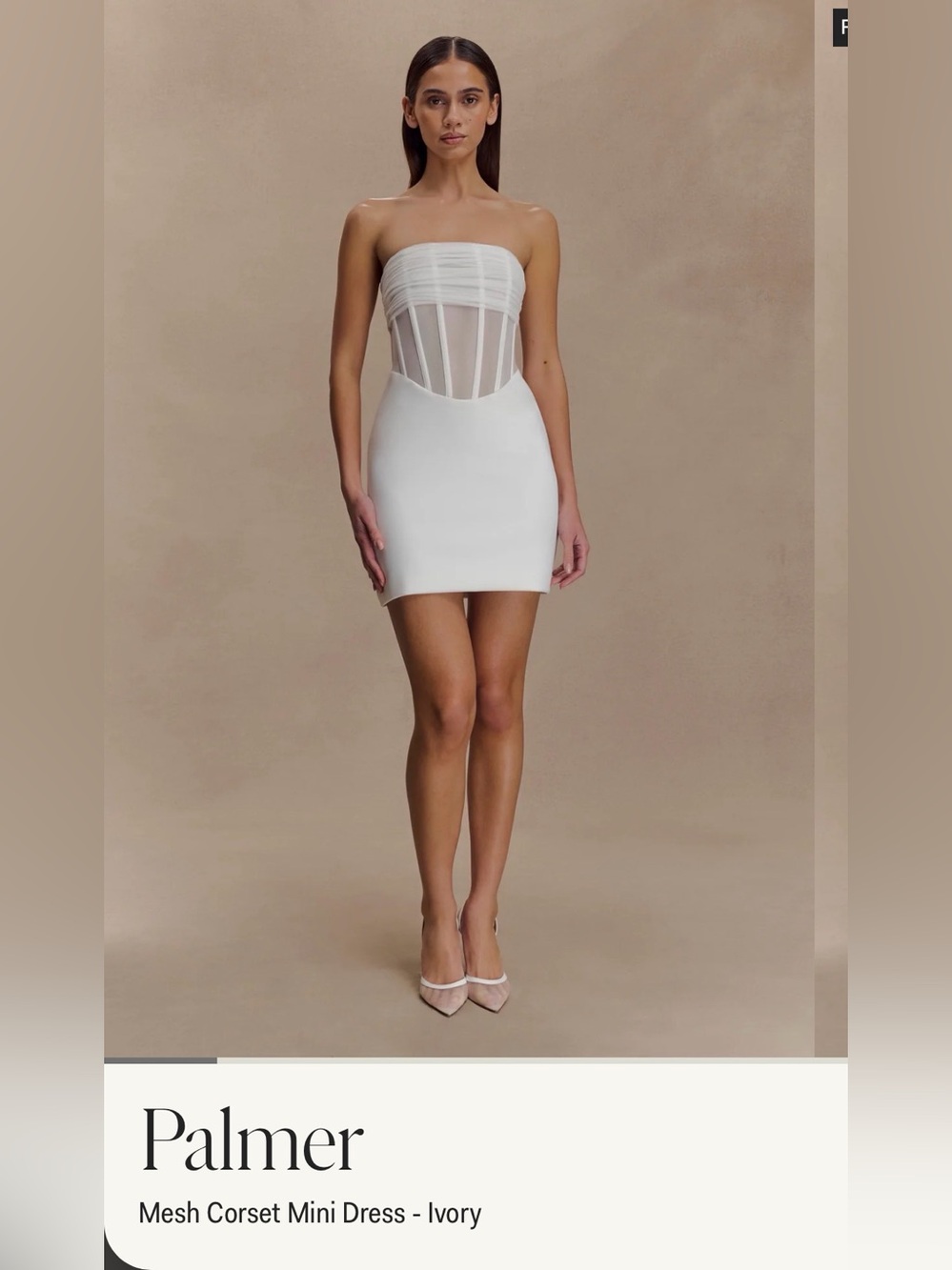 Meshki - Palmer Mesh Corset Mini Dress - Ivory